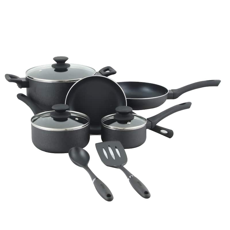 Oster Ashford 10 piece Aluminum Nonstick Cookware Set in Black