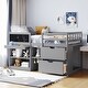 preview thumbnail 3 of 15, Twin Size Low Loft Bed with Rolling Desk, Shelf and Drawers, Grey
