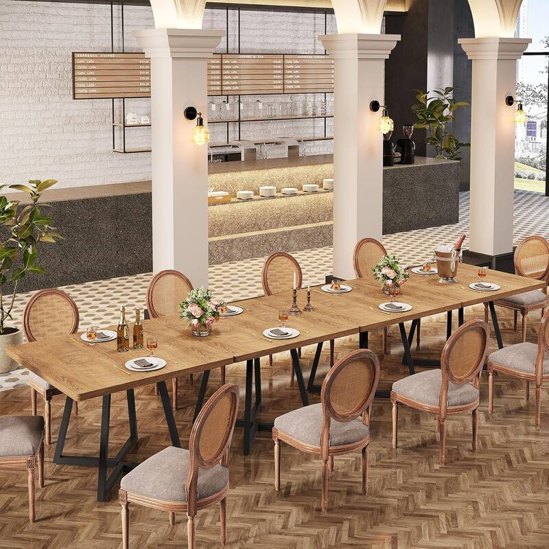 Square Dining Table Set, Industrial Dinner Table with Metal Base for Bar, Coffee Shop, Resturant