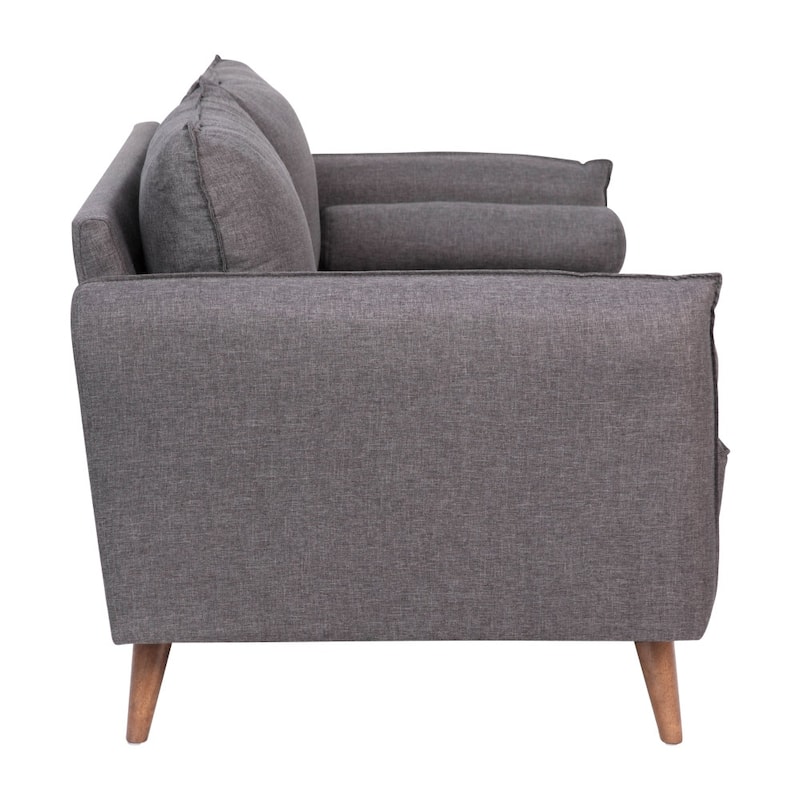 Compact Faux Linen Upholstered Loveseat with Wooden Legs