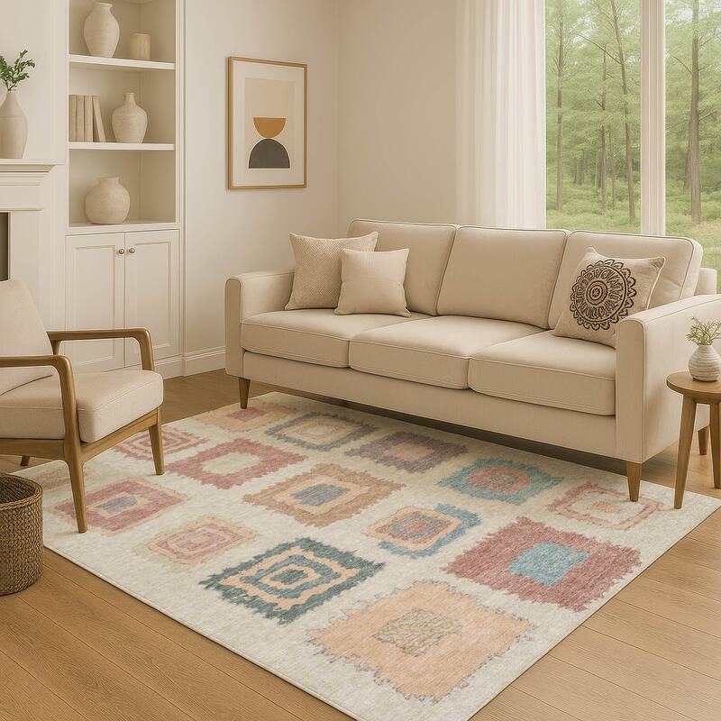 Premium Washable Super Soft Global Diamonds Mayfield Rug - Peach - 2'6" x 3'10"