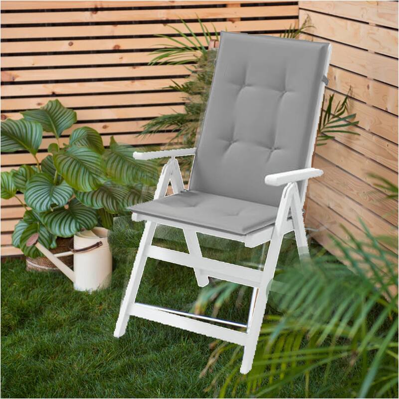 Zia 6pc Outdoor Highback Cushion for Chair, Tufted Gray Fabric 47 Inch