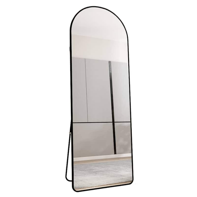 65" Modern Aluminium Framed Freestanding Full Length Mirror in Black
