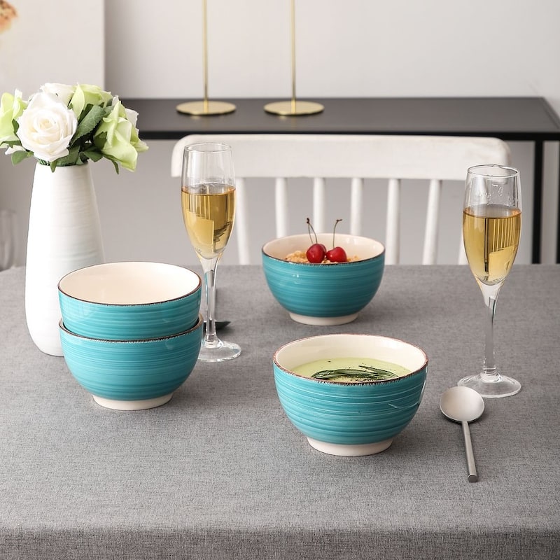 vancasso Bella 5.5 Inch Stoneware Large Serving Bowl Set,24Oz.