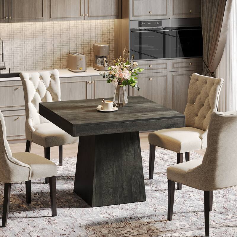 Square Dining Table for 4, 31.5-Inch Kitchen Table with Pedestal Base - 31.5"D x 31.5"W x 29.53"H