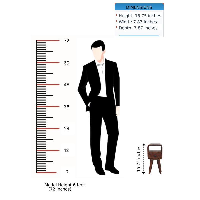 Solid Wood Extra Mini Curve Bedside