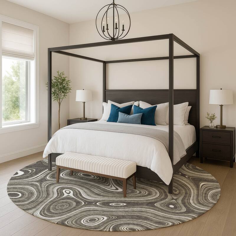 Premium Washable Super Soft Contemporary Alfa Mayfield Rug - Gray - 8' x 8'