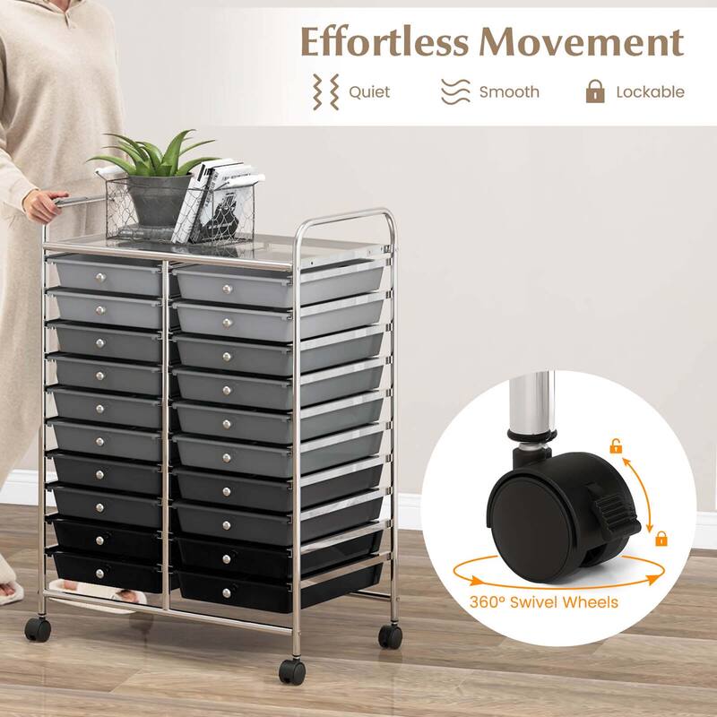 Costway 20 Drawers Rolling Cart Storage Scrapbook Paper Studio - See Details