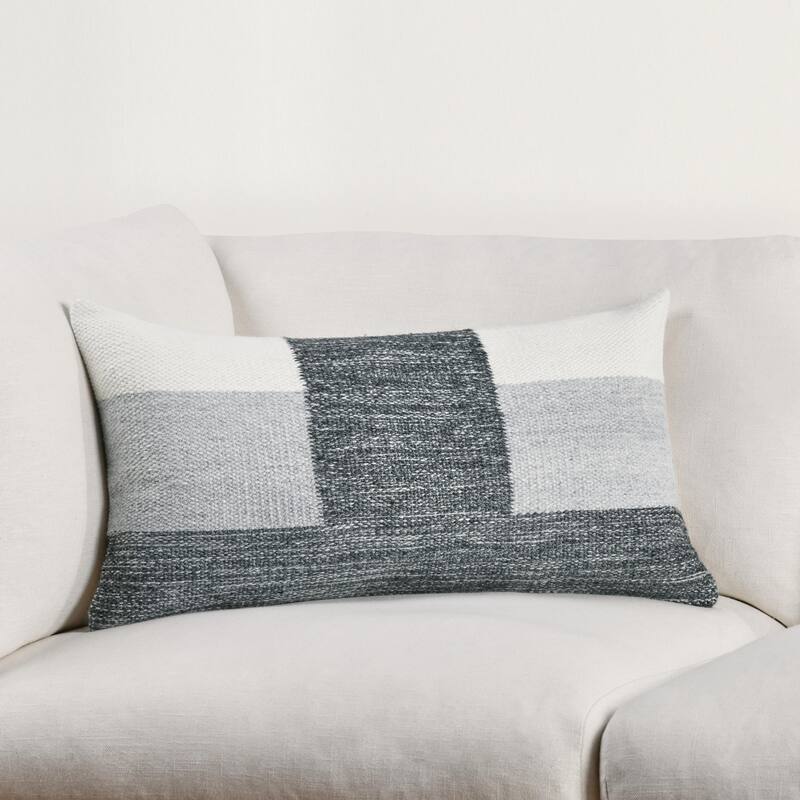 Villa by Classic Home Kass Woven Fabric Color Block Throw Pillow