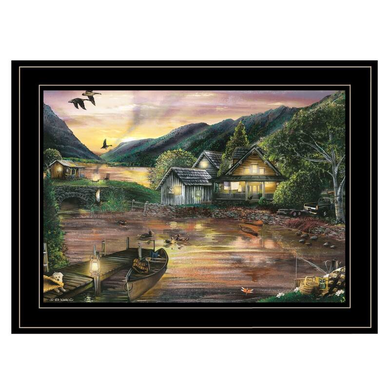 TrendyDecor4U Traditional "Lakefront Camping II" Framed Print Wall Art by Ed Wargo - Landscape
