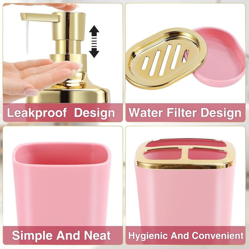8-piece bathroom set with stainless steel trash can, toilet brush, toothbrush set, soap dispenser