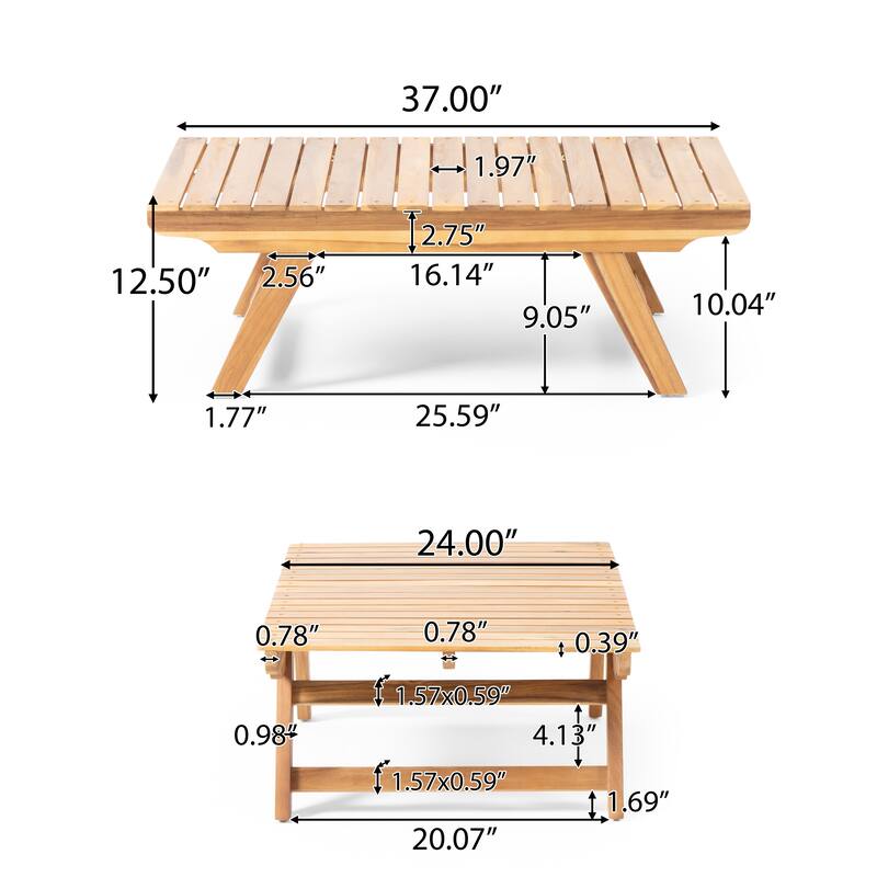 Sedona Outdoor 4 Seater Acacia Wood Chat Set with Side Table and Coffee Table by Christopher Knight Home