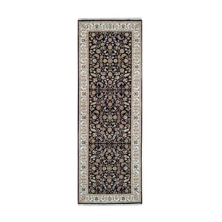 Hand Knotted Blue Fine Oriental with Wool Oriental Rug (4' x 12') - 4 ...