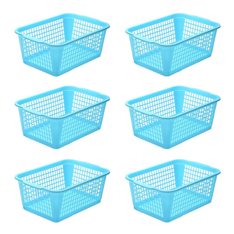 YBM Home Large Plastic Storage Basket for Organizing - Blue - 6 Piece