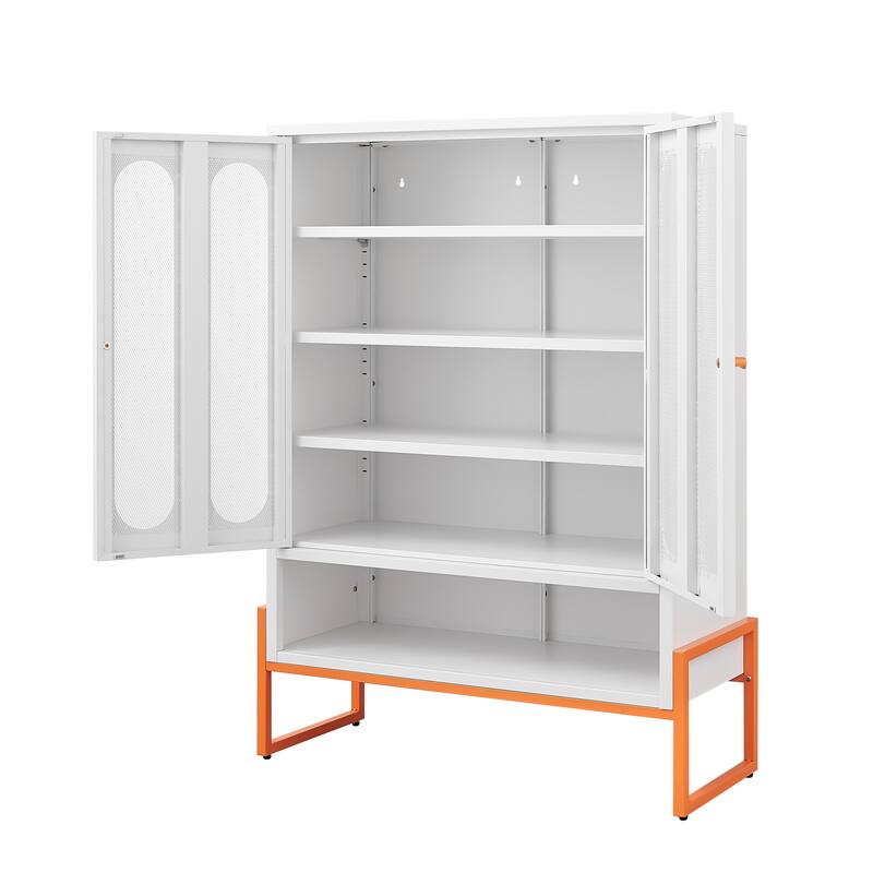 High Foot Double-Sided Mesh Door Shoe Cabinet With Movable Double-Layer Partitions And Hollow Base