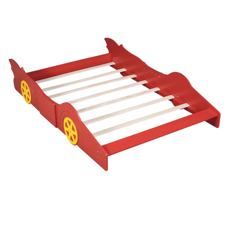 Merax Race Car-Shaped Platform Bed with Wheels
