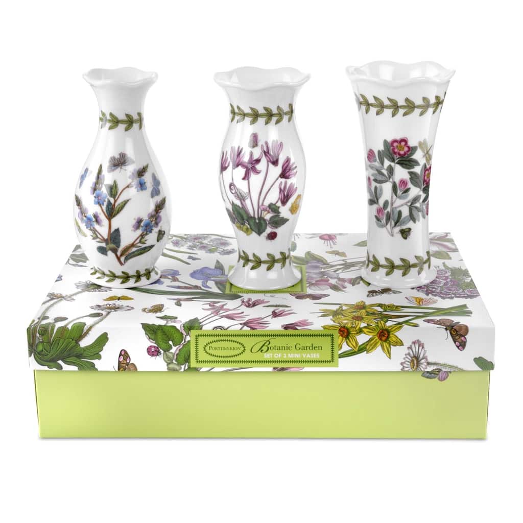 Portmeirion Botanic Garden Set of 3 Mini Vases - 5 inches each
