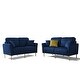 preview thumbnail 9 of 51, 2 Piece Living Room Sofa Set, Velvet Upholstered, Solid Manufactured Frame, Reversible Cushions, Metal Feet, Flared Armrests