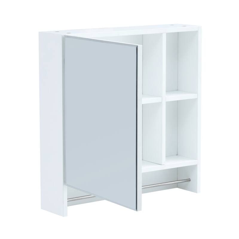 2-in-1 Mirror Cabinet Wall Medicine Cabinet Over The Toilet Storage Cabinet with High-Definition Mirror, Shelves and Towel Rack