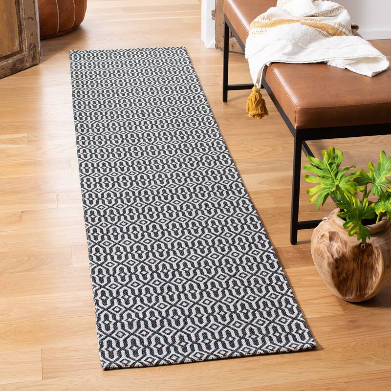 Martha Stewart by SAFAVIEH Hideko Cotton Rug - 2' x 8' Runner - Charcoal/Grey