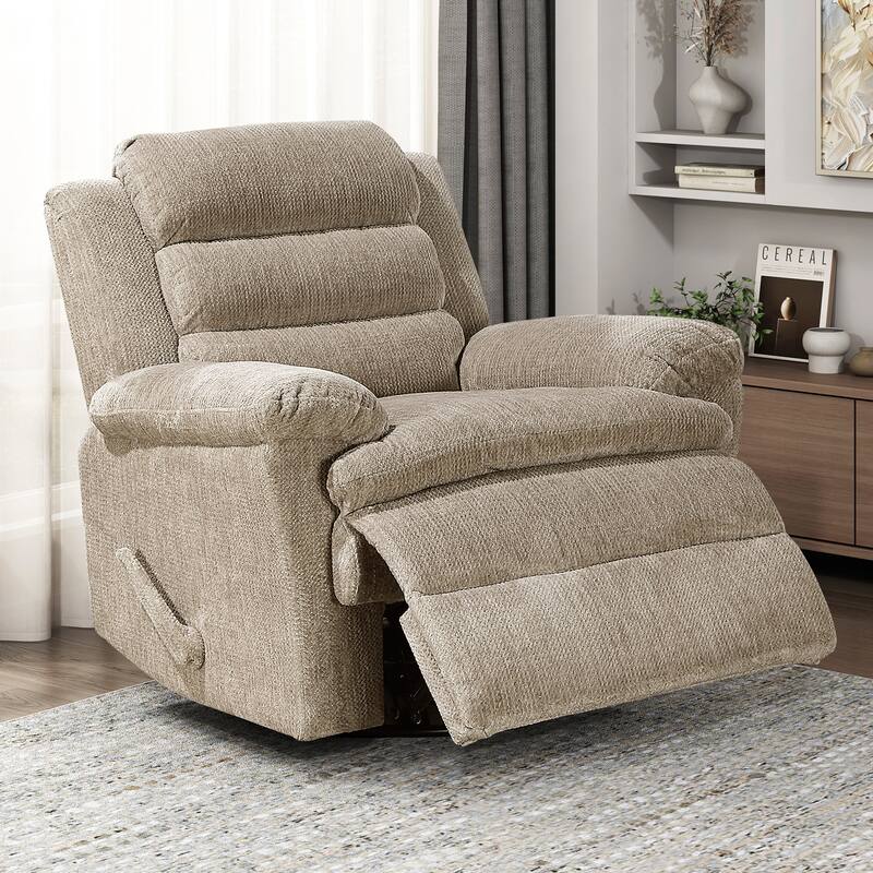 Sofiane 41" Microfiber Swivel Glider Recliner - Pull-Handle Motion