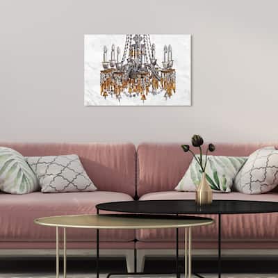 Oliver Gal 'Chandelier crystals' Glam Gray Wall Art Canvas Print