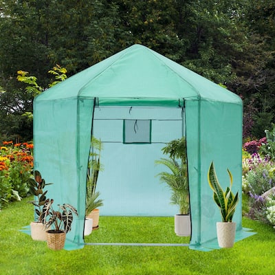 Walk-in Greenhouse Hexagonal Upgrade Reinforced Frame Heavy Duty Plastic Greenhouse