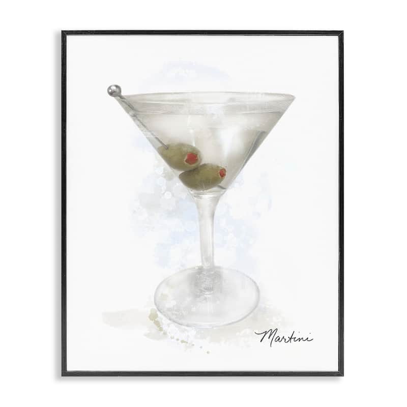 Stupell Soft Muted Martini Framed Giclee Art Design By Matthew Piotrowicz - 11 x 14 - Black