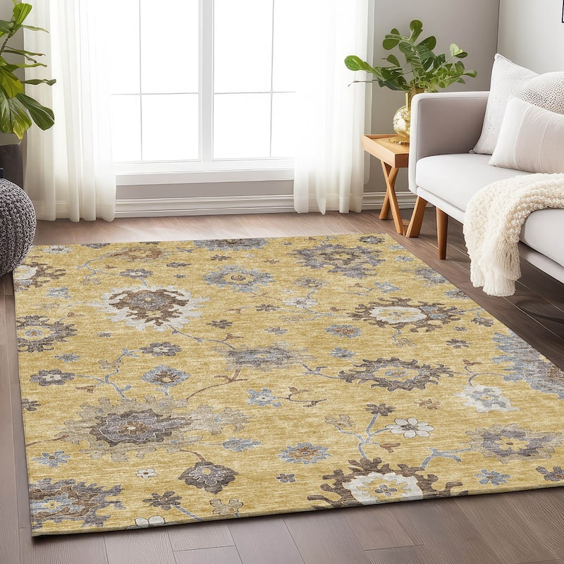 Premium Washable Super Soft Traditional Farmhouse Mayfield Rug - Gold - 5' x 7' 6"