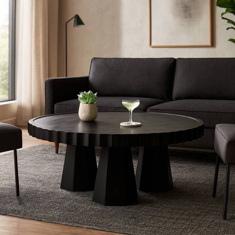 Metallic Marble and Wood Table for Home Decor - Black