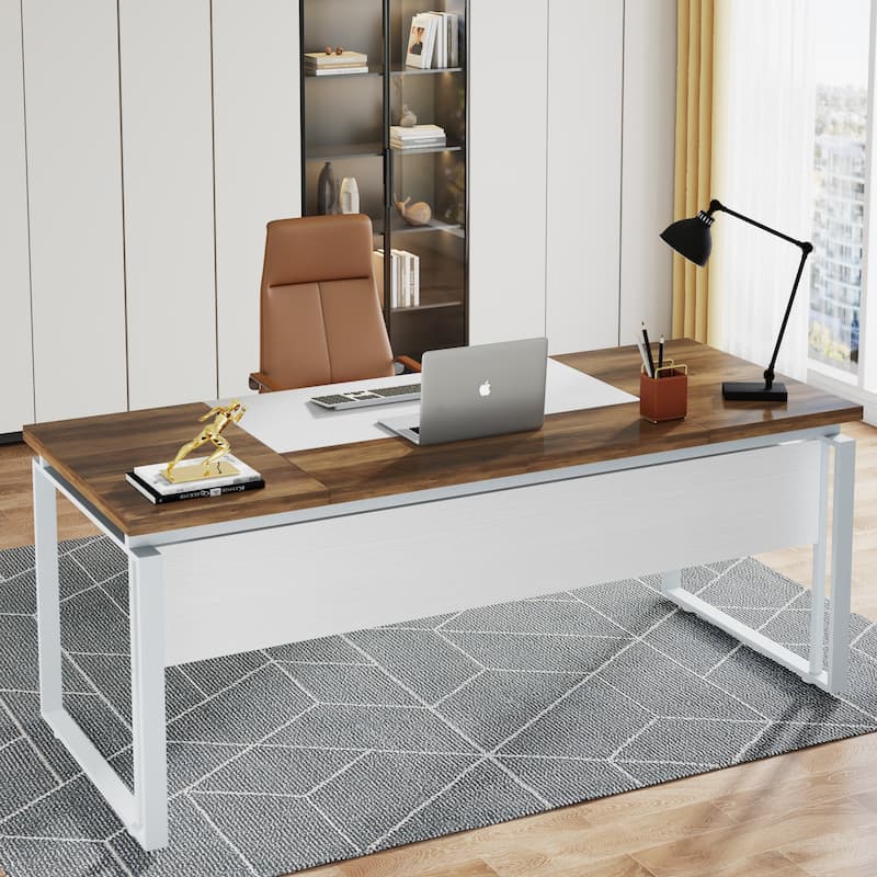 63" L-Shaped Corner Executive Computer Desk and Rolling File Cabinet Set for Home Office