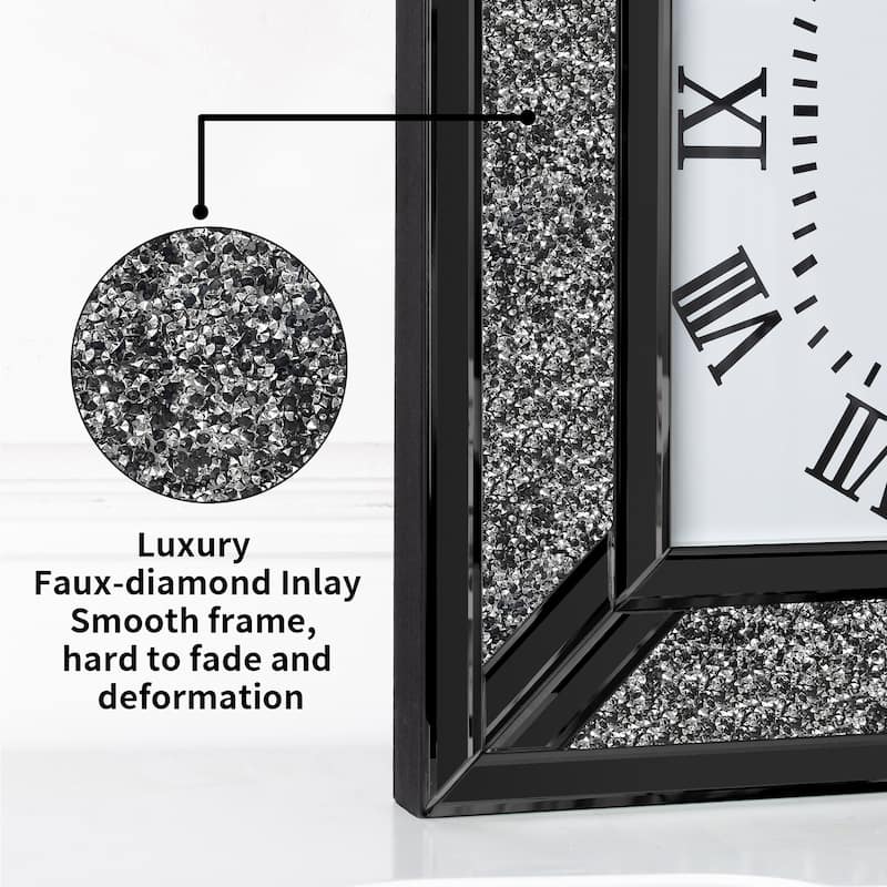 Glass Wall Clock with Diamond Crystal