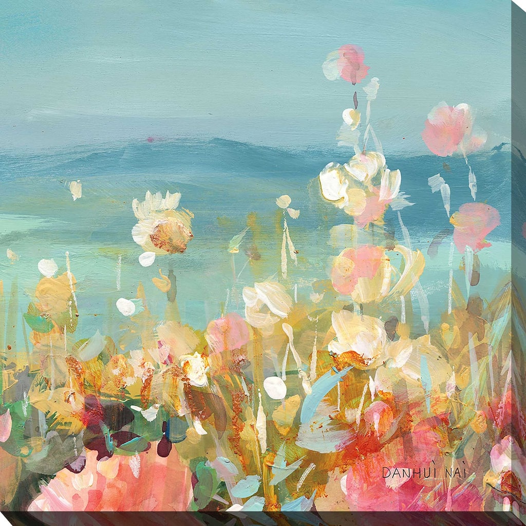 "Coastal Dahlias Crop II (Square)" Print on Canvas