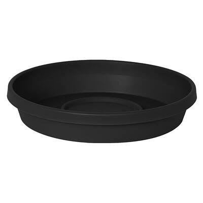 Bloem Terra Pot Round Drain Saucer: 14" - Black - Matte Finish, Durable Resin, Ribbed Bottom