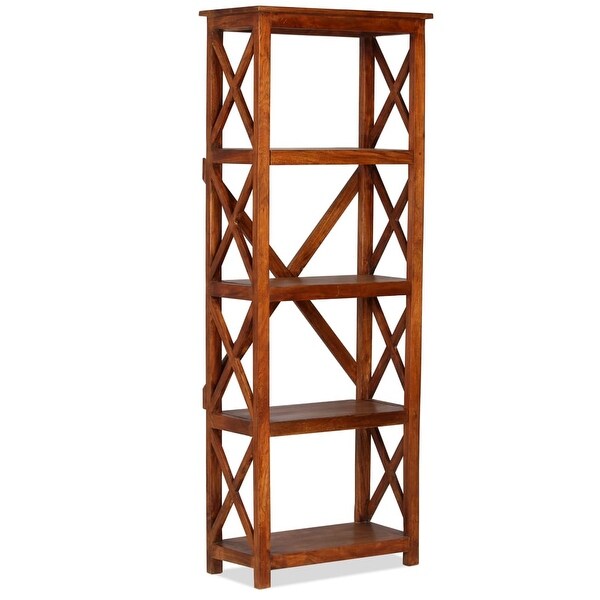 vidaXL Bookshelf Solid Acacia Wood Sheesham Finish