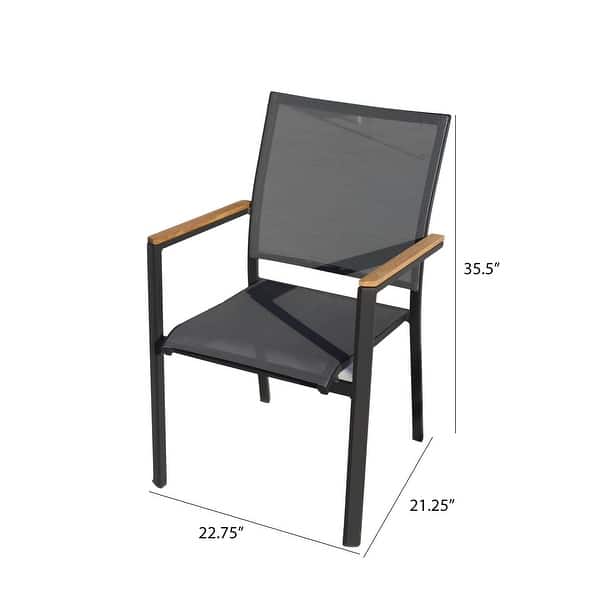 dimension image slide 1 of 3, Catania Dark Gray 11-Piece Aluminum Outdoor Dining Set with Sling Set in Pewter