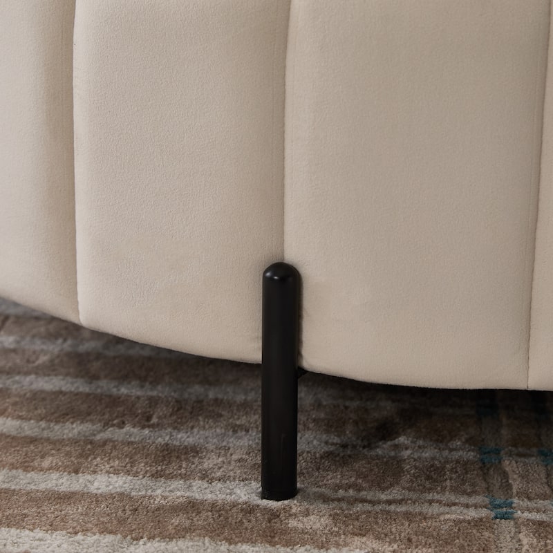 Roomfitters Round Velvet Storage Ottoman Coffee Table, Reversible Lid Footrest for Living Room Bedroom Office