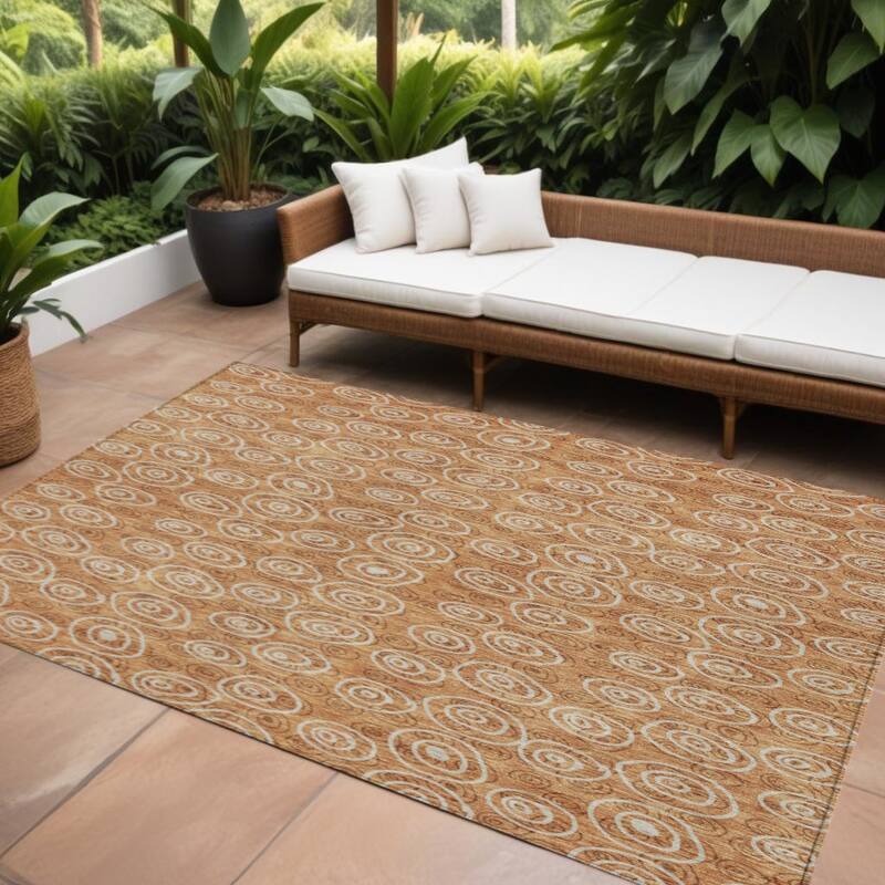HomeRoots Geometric Transitional Rectangle Outdoor Rug - 8' X 10'