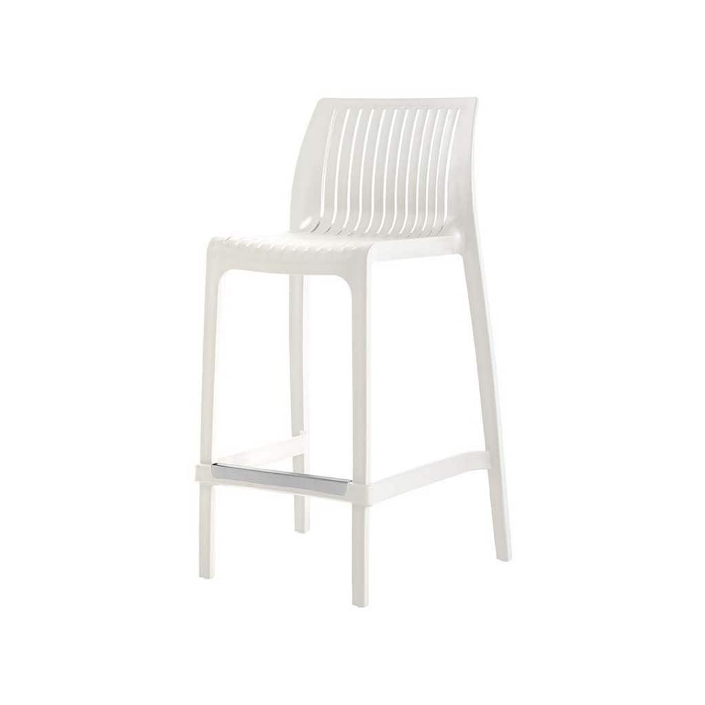 HomeRoots Set of Two 26" White Heavy Duty Plastic Low Back Outdoor Counter Height Bar Chairs