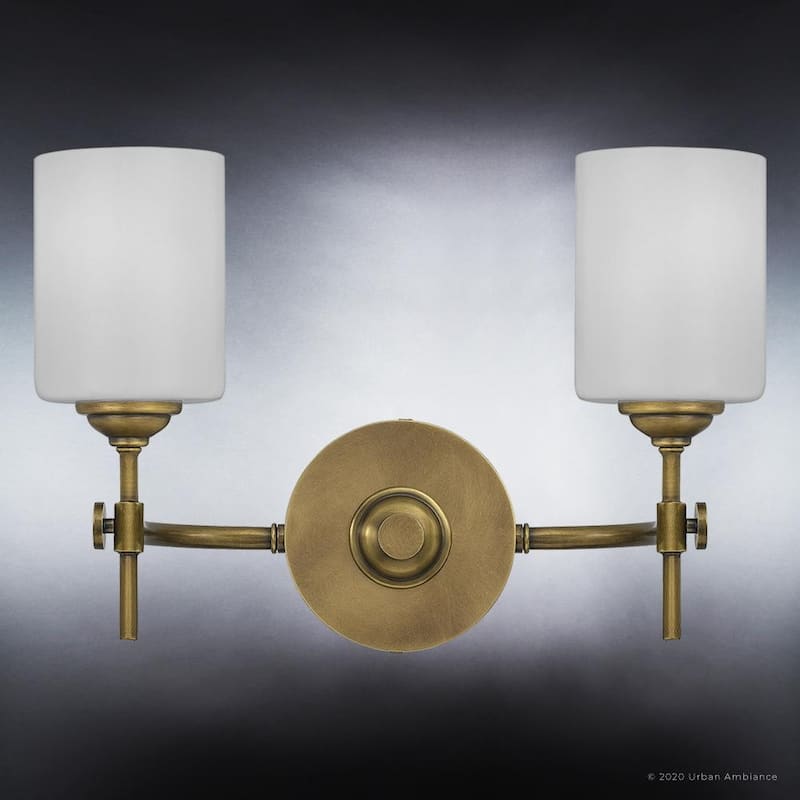 Luxury Mid-Century Modern Bath Vanity Light, 10"H x 15"W, with Cosmopolitan Style, Rustic Brass, by Urban Ambiance