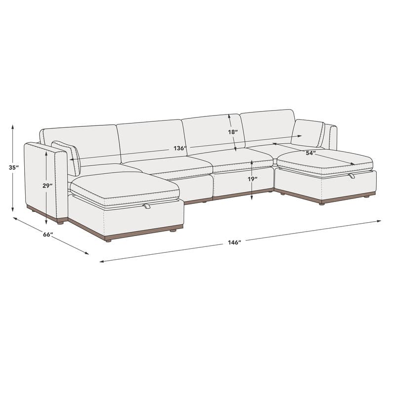 Donna Oversized Modular Sectional Fabric Sofa with Upgraded Wood Base