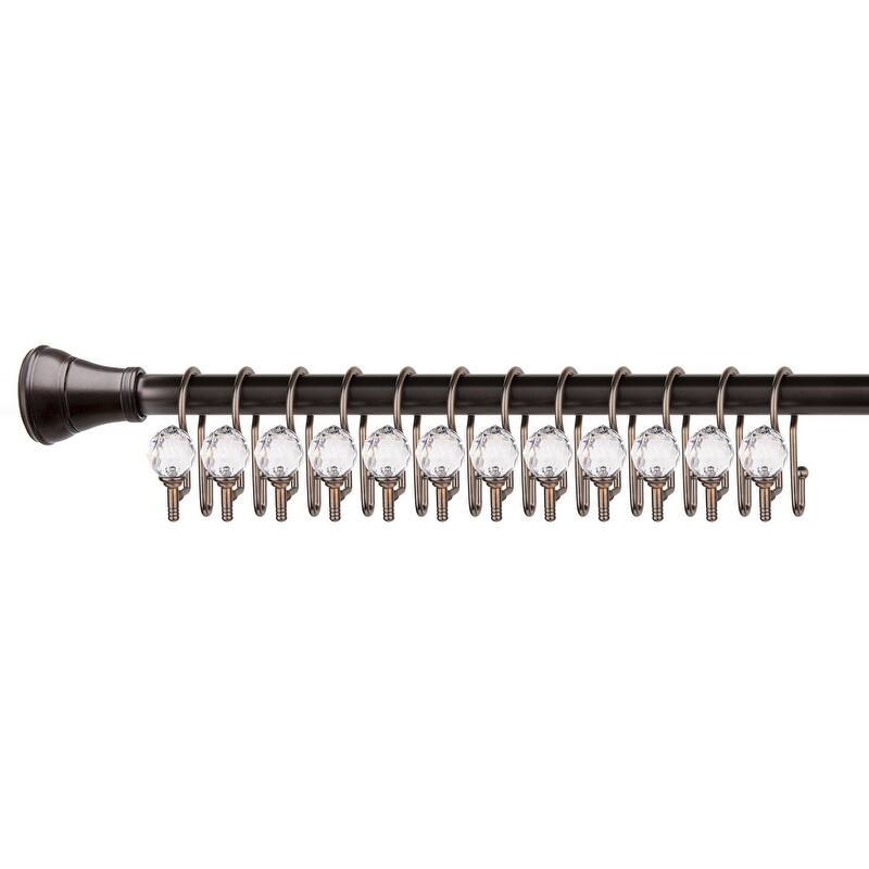 Utopia Alley Rustproof Zinc Double Shower Curtain Hooks for Bathroom, Crystal Design, Set of 12