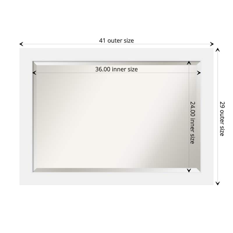 Beveled Wood Bathroom Wall Mirror - Corvino White Frame - Outer Size: 41 x 29 in