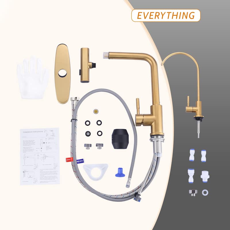WOWOW Modern-Style Three-Function Pull-Down Kitchen Faucet with Filter Faucet