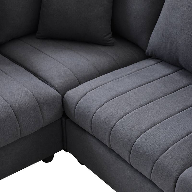 89x79" Modern Sectional Sofa with Convertible Ottoman,Living Room Couches L Shape Sofa with 2 Pillows