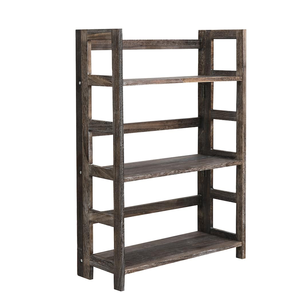 Proman Products Hickory Folding Bookshelf, Paulownia Wood, Walnut Color