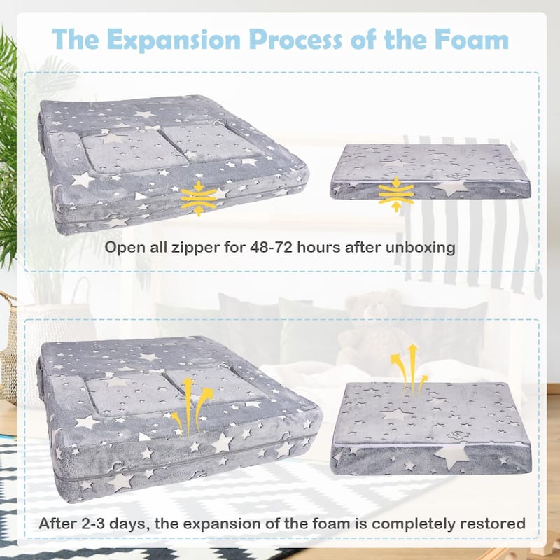 Kids Couch, 6PCS Toddler Couch with Blanket for Bedroom Playroom, Multifunctional Nugget Couch Kids Play Couch Sofa