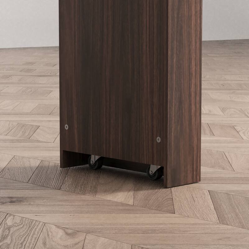 Multi-storage space Modern bar cabinet with swivel top with 2 glass door storage compartments for dining room