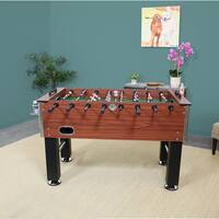 Sunnydaze Faux Wood Foosball Game Table with Folding Drink Holders - 55-Inch