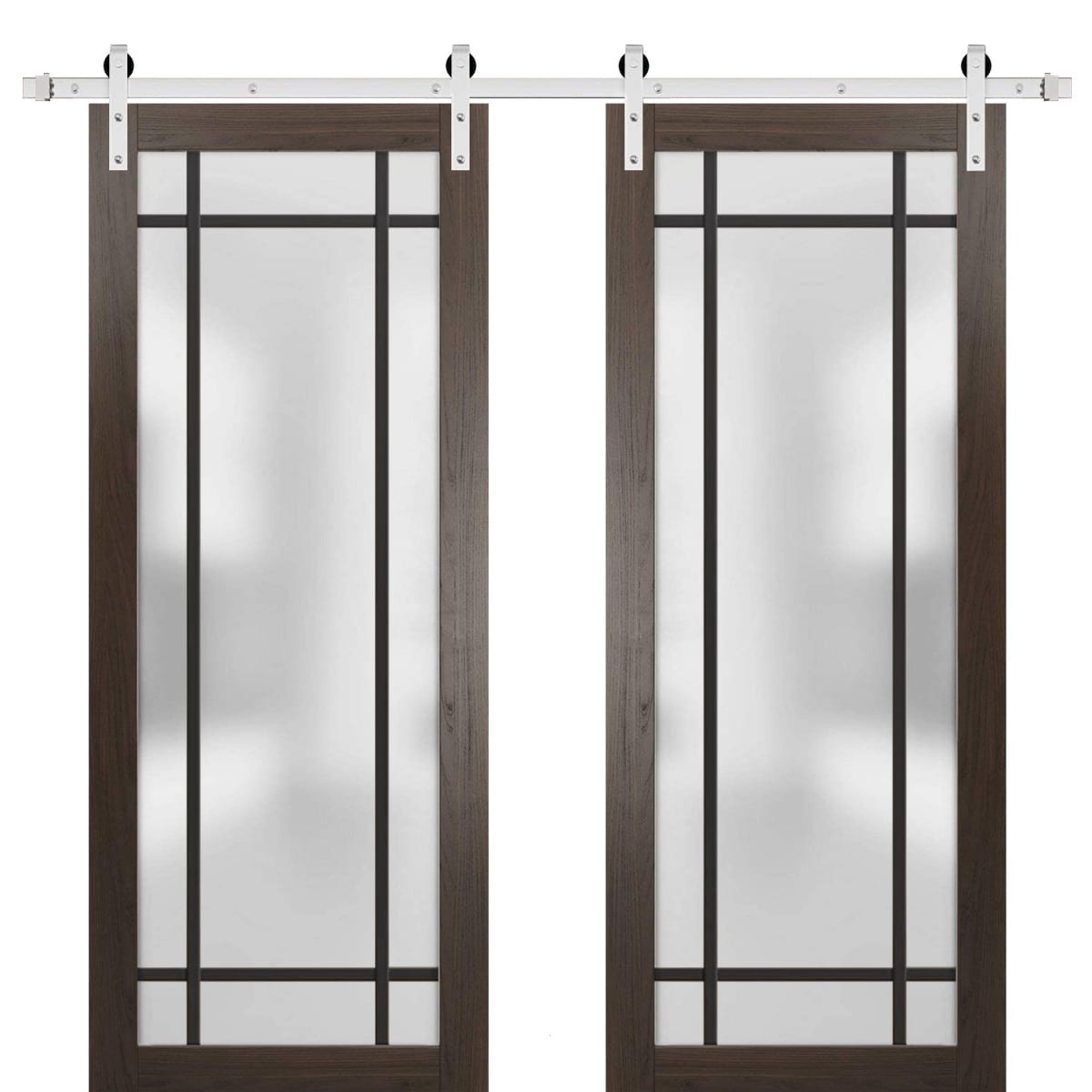 Sturdy Double Barn Door 36 x 80 Planum 2112 Chocolate Ash 13FT